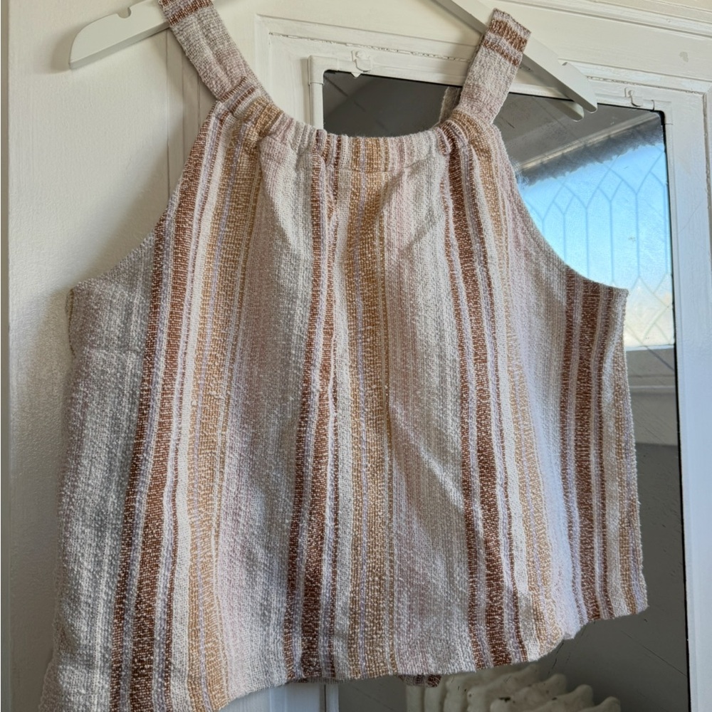 Madewell Texture & Thread Button-Front Swing Tank neutral colored-  size large - Picture 6 of 7